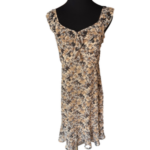 Ann Taylor LOFT vintage 00s Floral Ruffle Hem Dress size 4p